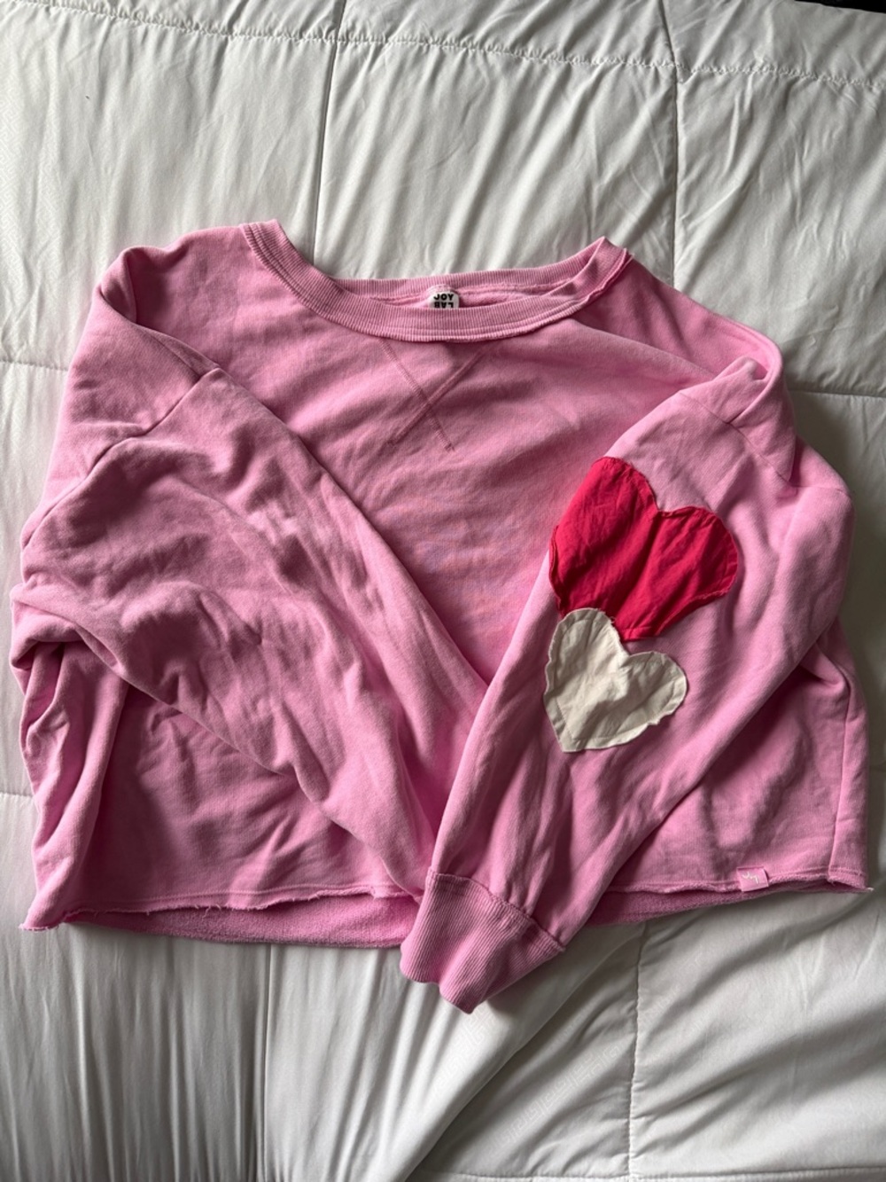Joy Lab by Target Pink Heart Cropped Sweatshirt